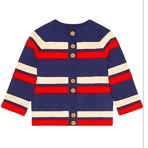 Gucci Women Silvie Striped Wool Cardigan Size Medium